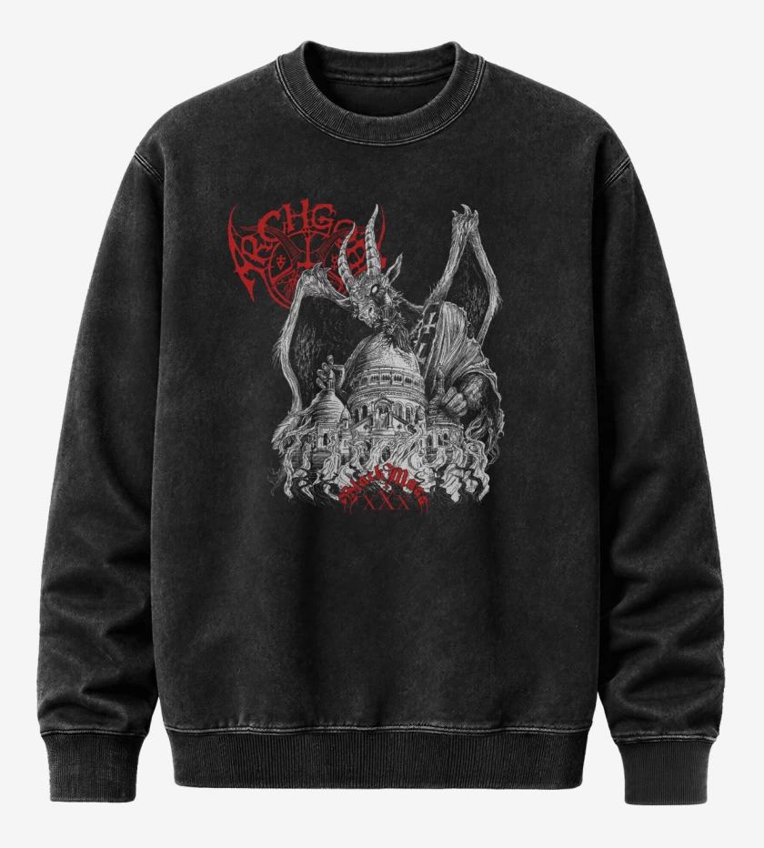 Poleron Polo Acid Wash Negro de Archgoat Black Mass