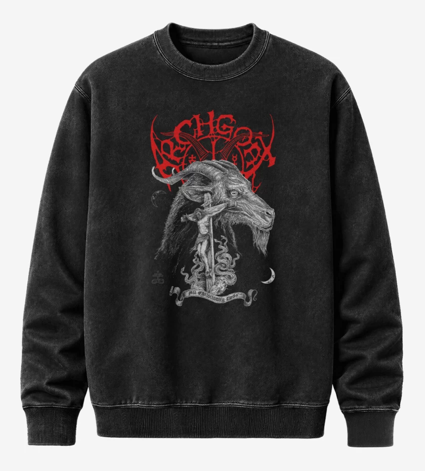 Poleron Polo Acid Wash Negro de Archgoat All Christianity Ends