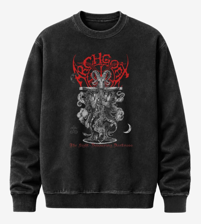 Poleron Polo Acid Wash Negro de Archgoat The Light Devouring Darkness