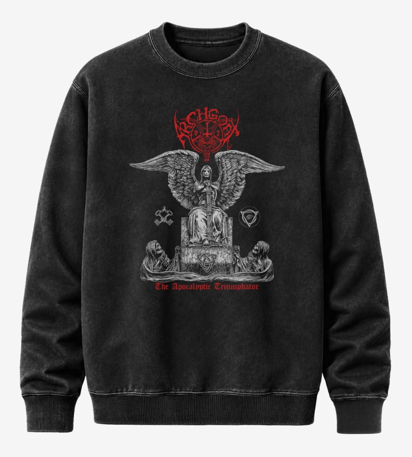 Poleron Polo Acid Wash Negro de Archgoat The Apocalyptic Triumphator