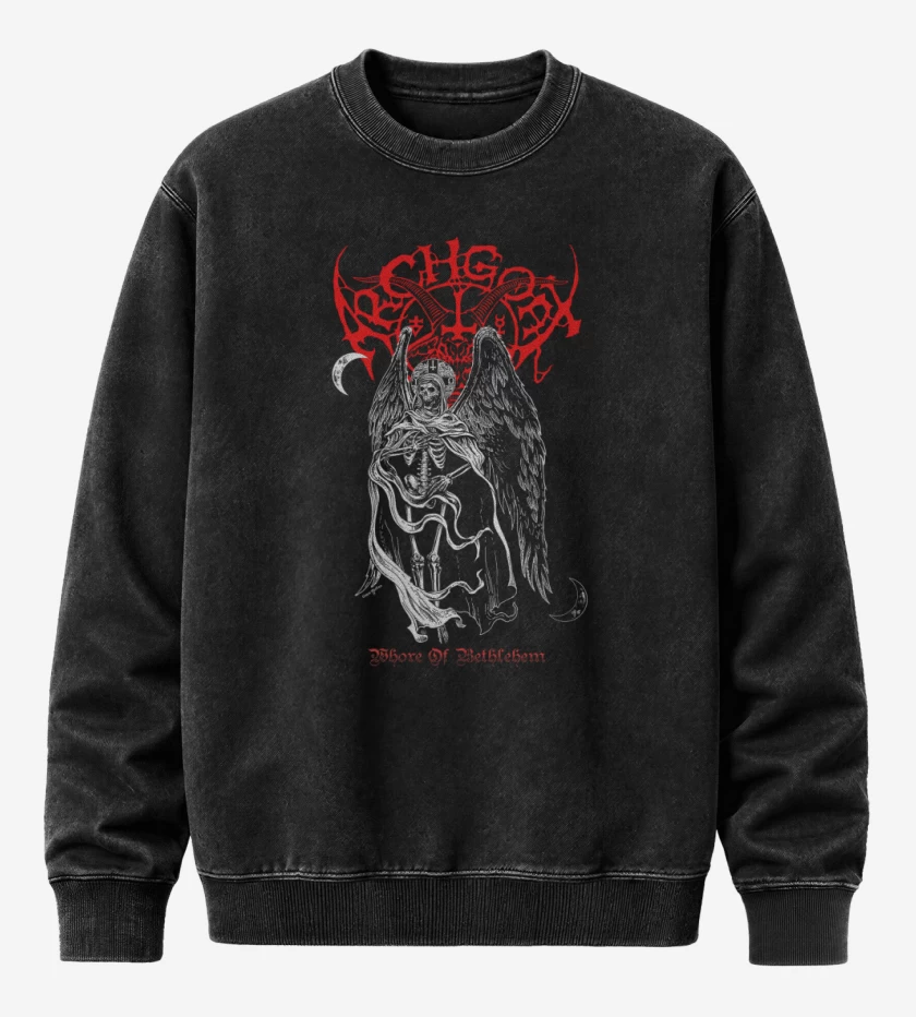 Poleron Polo Acid Wash Negro de Archgoat Whore