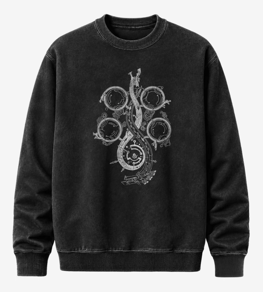 Poleron Polo Acid Wash Negro de Monster Hunter Wilds Logo B