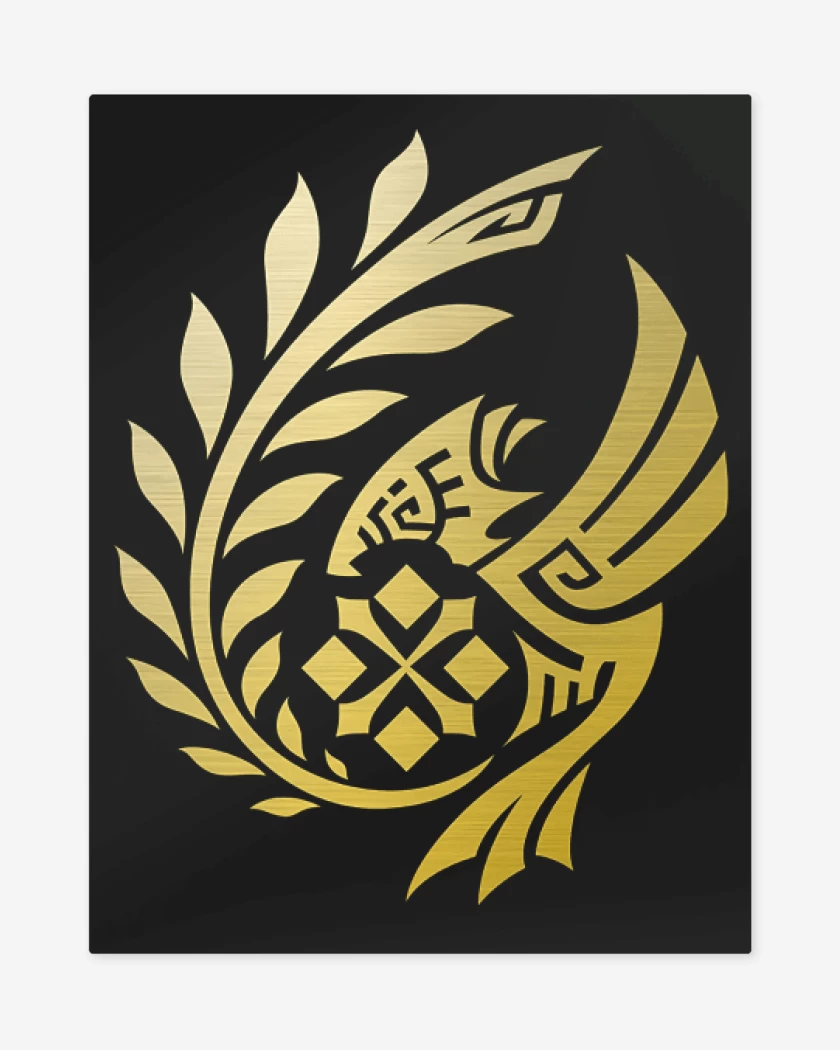 Print metalico Negro de Monster Hunter Wilds Emblema