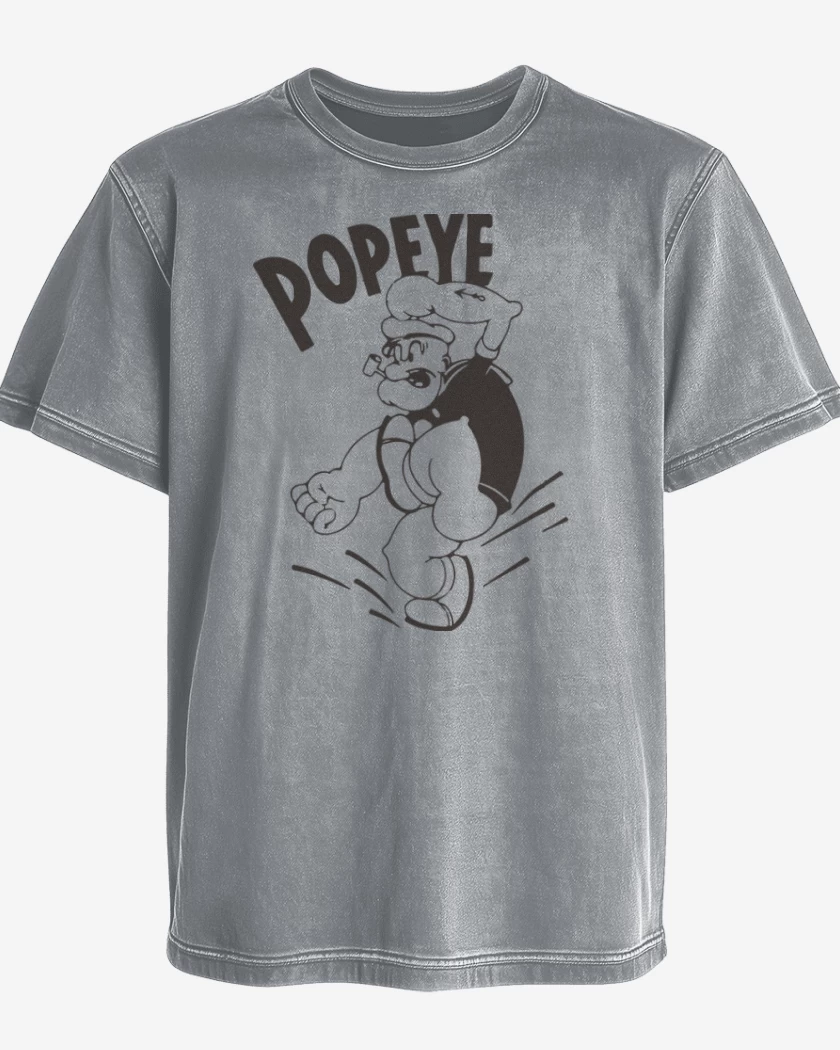 Polera desgastada Gris Melange de Popeye