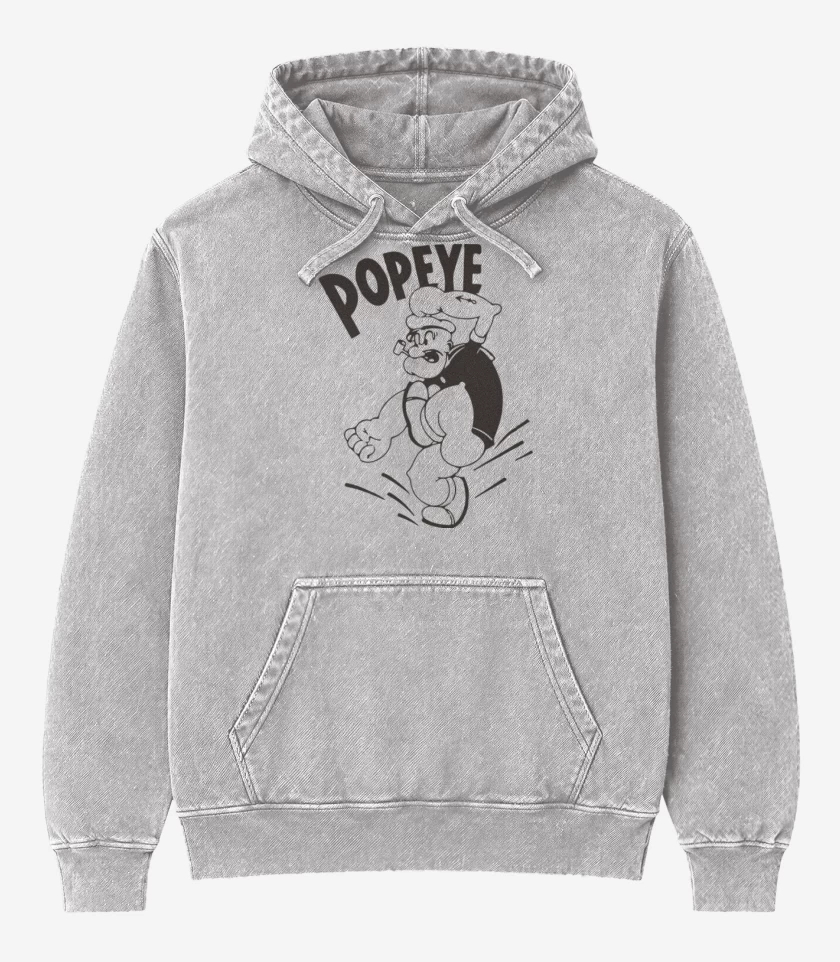 Poleron Canguro Acid Wash Gris Melange de Popeye