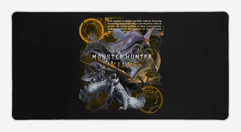 Mouse pad Gamer Negro de MH Wilds Monsters