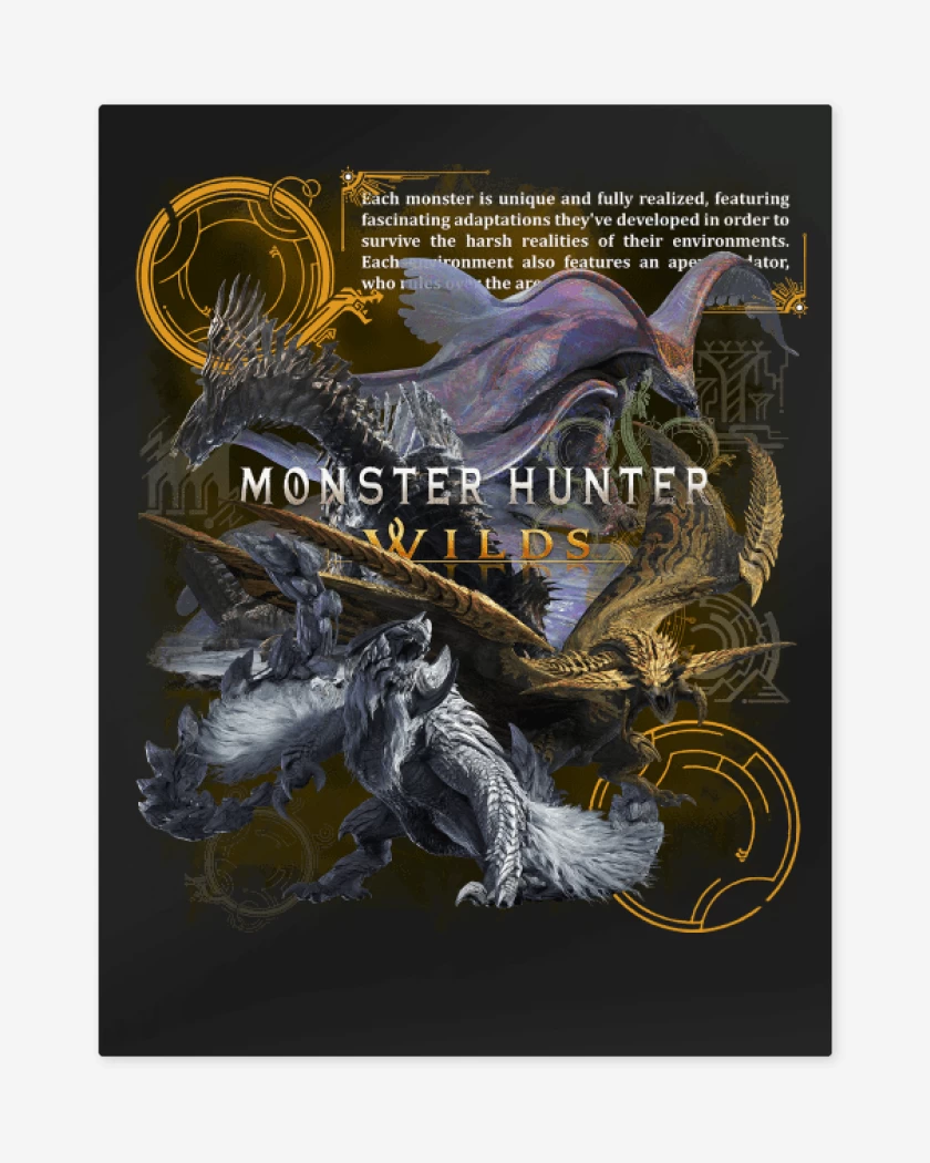 Print metalico Negro de MH Wilds Monsters