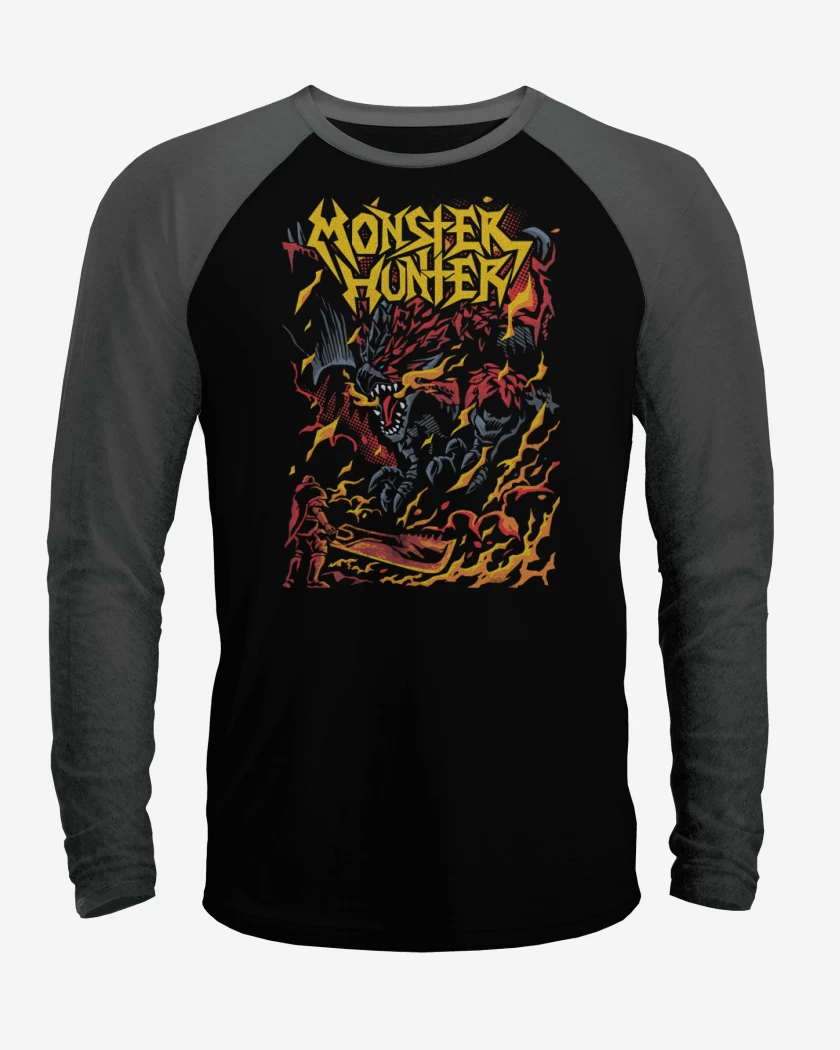 Polera Raglan Negro / Negro Heather de Municipal Hunter