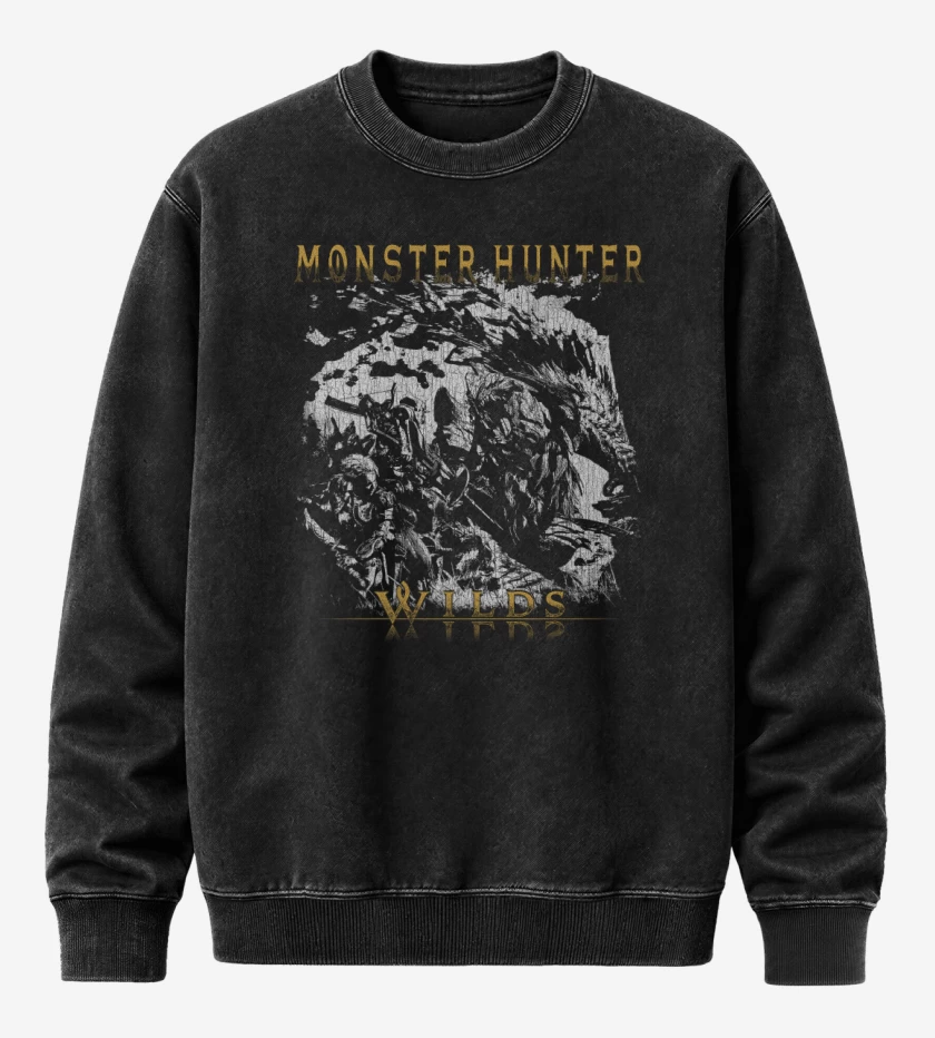 Poleron Polo Acid Wash Negro de Monster Hunter Wilds
