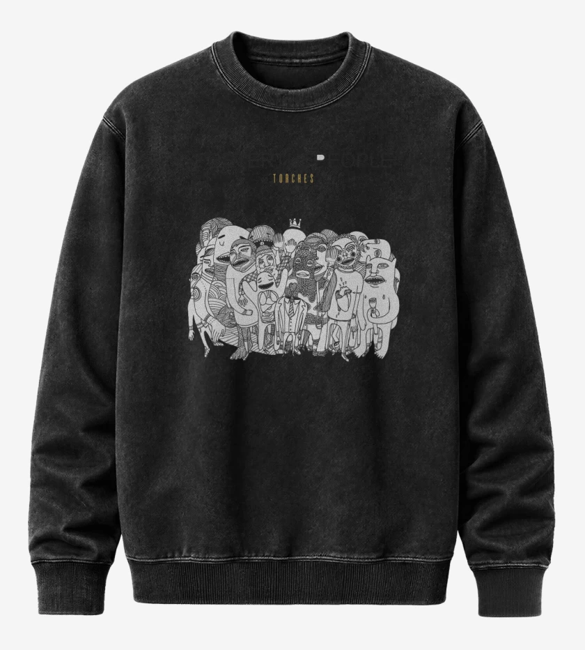 Poleron Polo Acid Wash Negro de Foster the People Torches