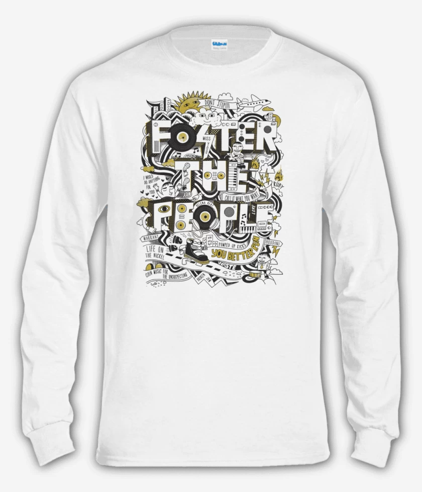 Polera manga larga Blanco de Foster the People Logo II