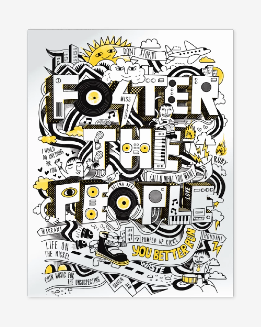 Print metalico Blanco de Foster the People Logo II