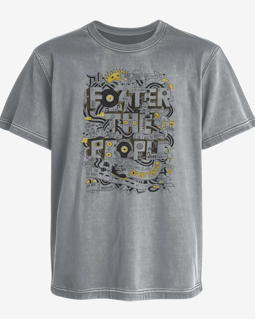 Polera desgastada Gris Melange de Foster the People Logo II