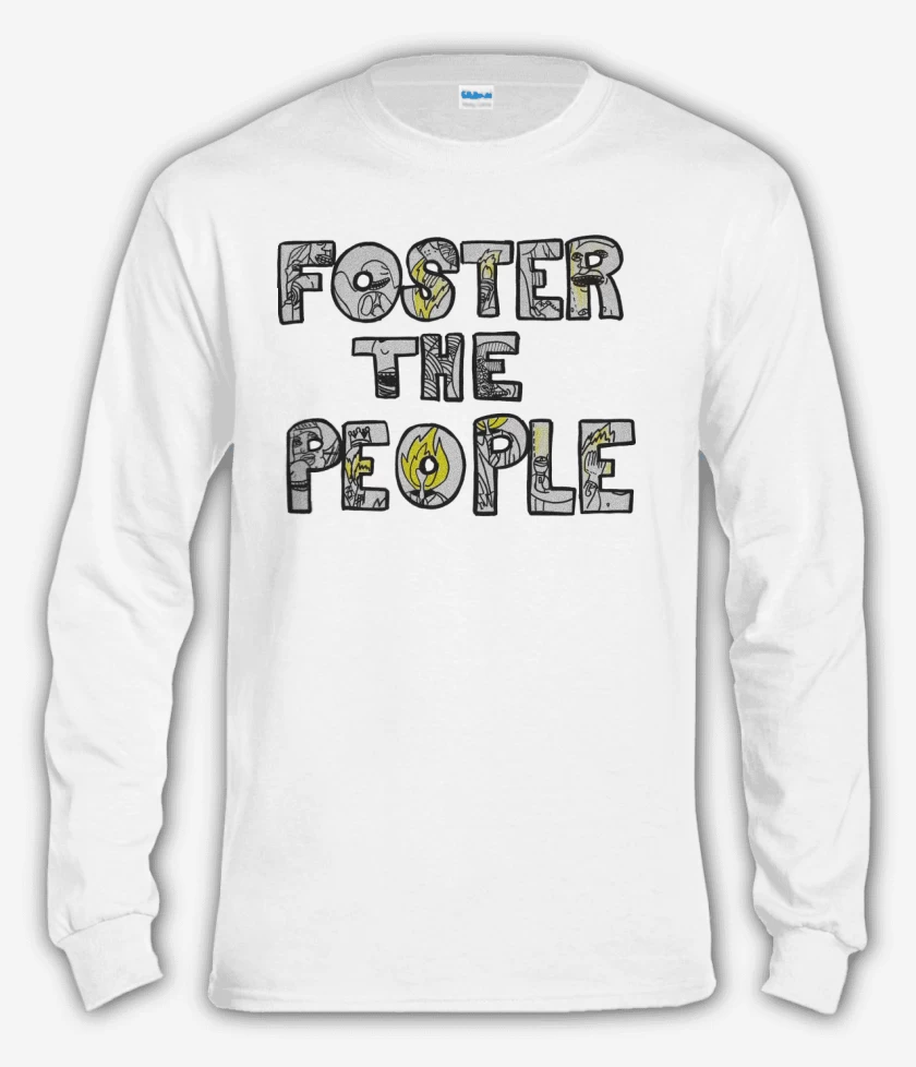 Polera manga larga Blanco de Foster the People Logo