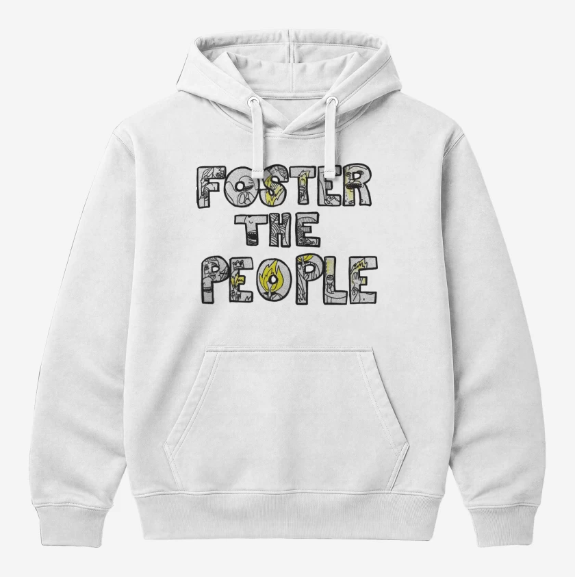 Polerón Canguro Blanco de Foster the People Logo