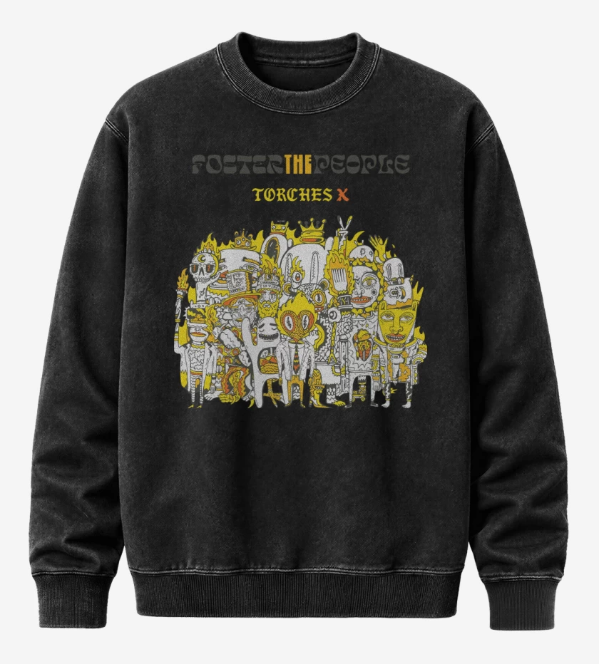Poleron Polo Acid Wash Negro de Foster the People Torches X