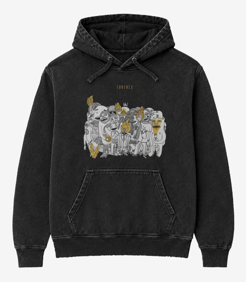Poleron Canguro Acid Wash Negro de FTP Torches 