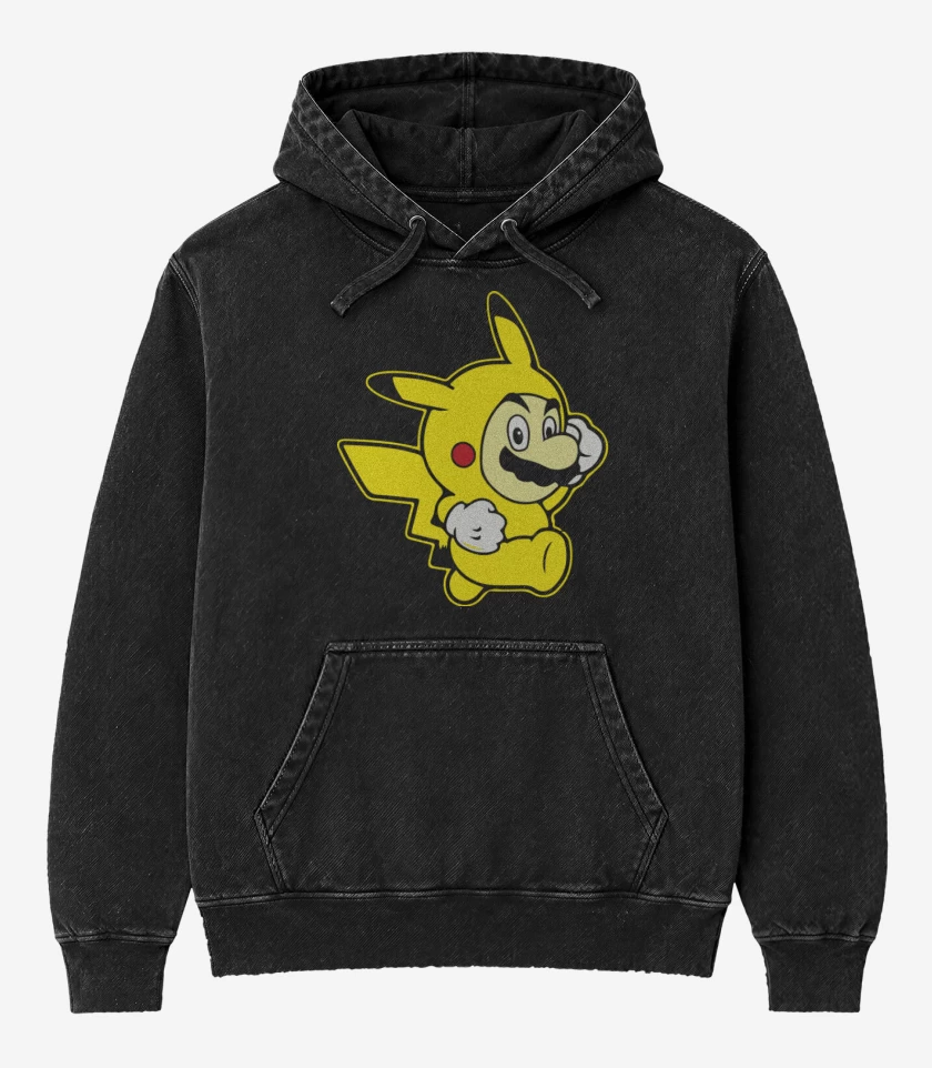 Poleron Canguro Acid Wash Negro de Chubigote
