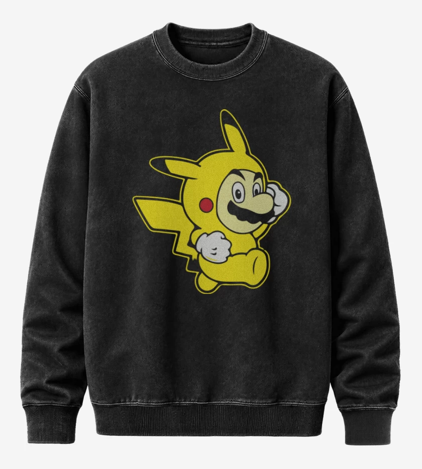 Poleron Polo Acid Wash Negro de Chubigote