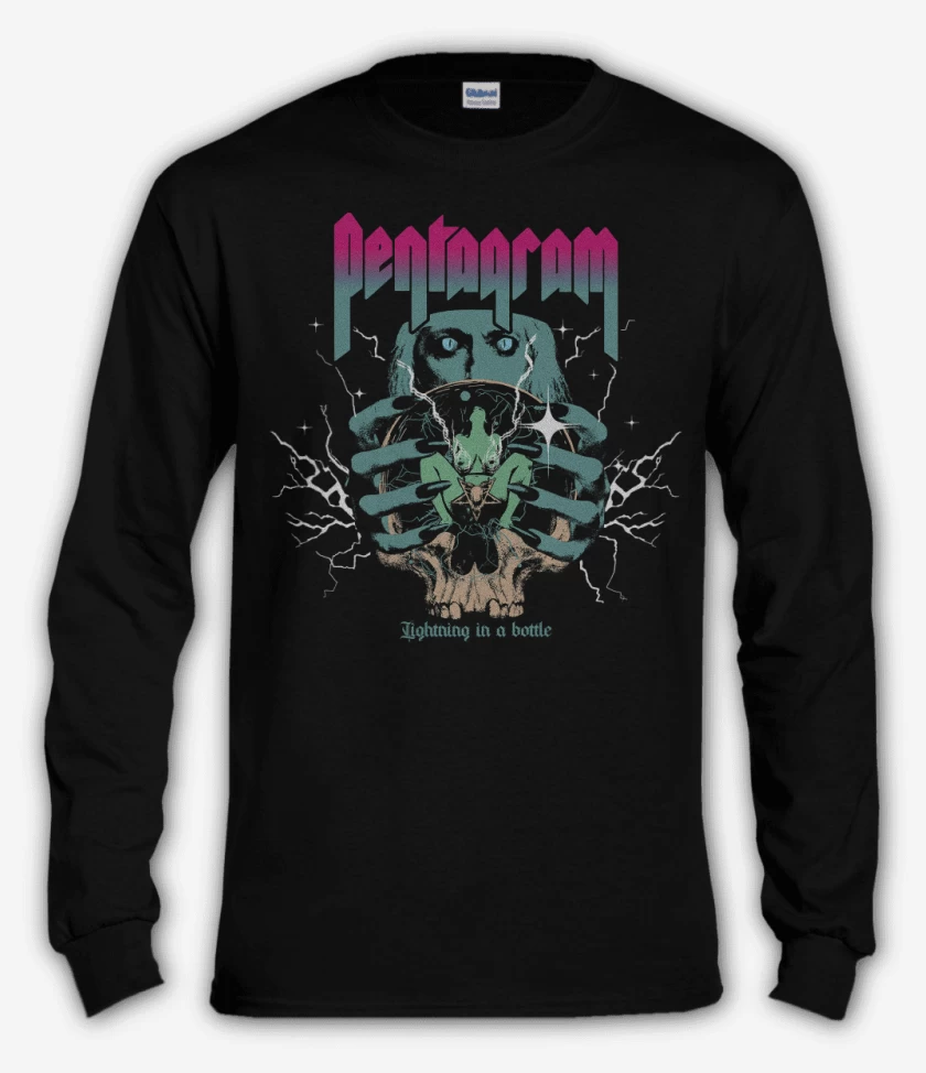 Polera manga larga Negro de Pentagram Lightning in a Bottle