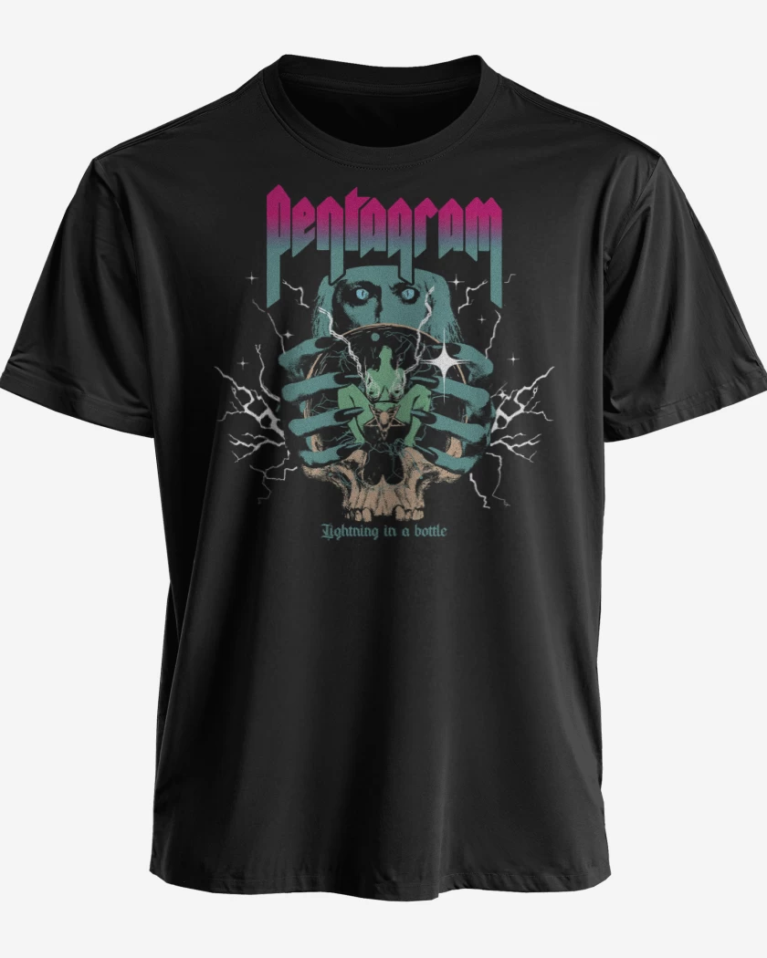 Polera premium Negro de Pentagram Lightning in a Bottle