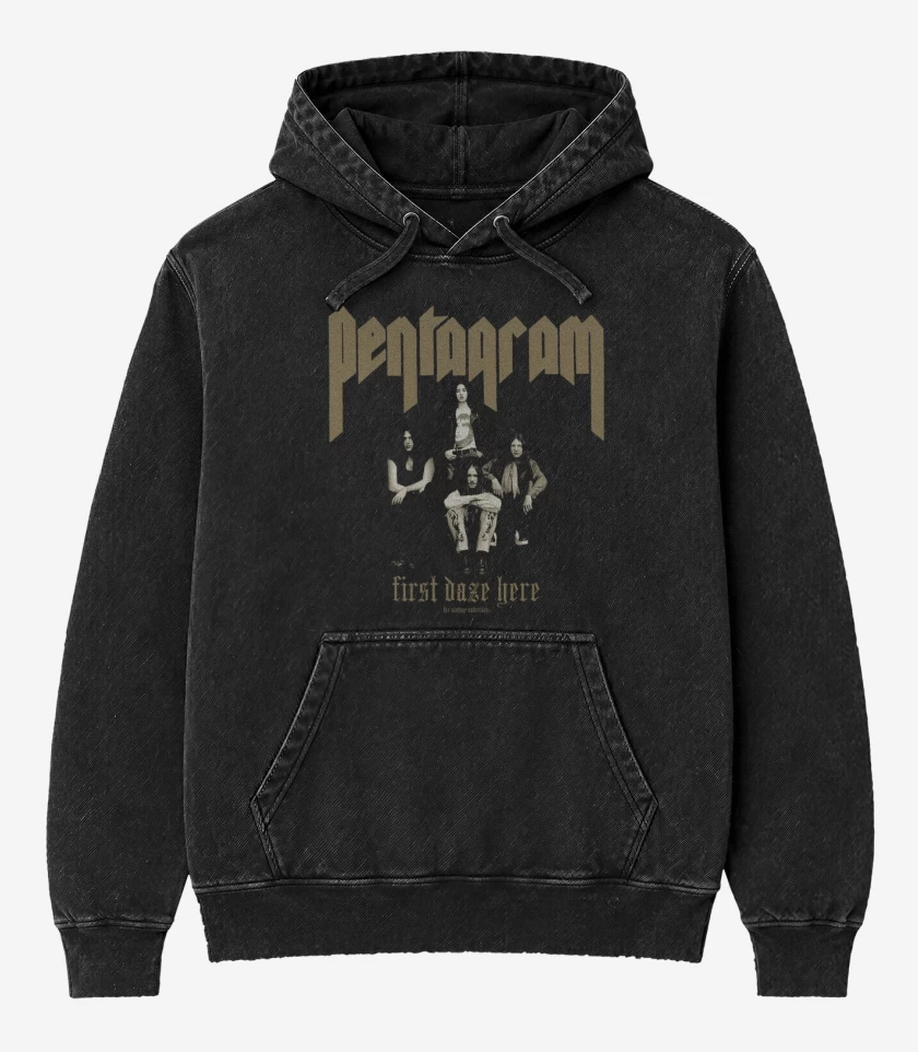 Poleron Canguro Acid Wash Negro de Pentagram First Daze Here