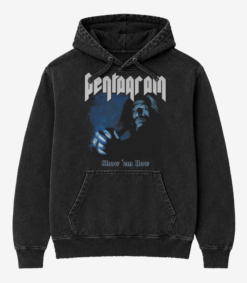 Poleron Canguro Acid Wash Negro de Pentagram Show em How