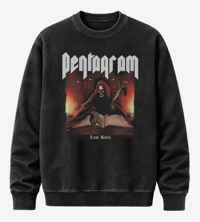 Poleron Polo Acid Wash Negro de Pentagram Last Rites 