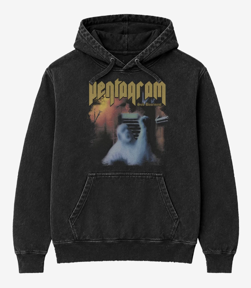 Poleron Canguro Acid Wash Negro de Pentagram Sub Basement