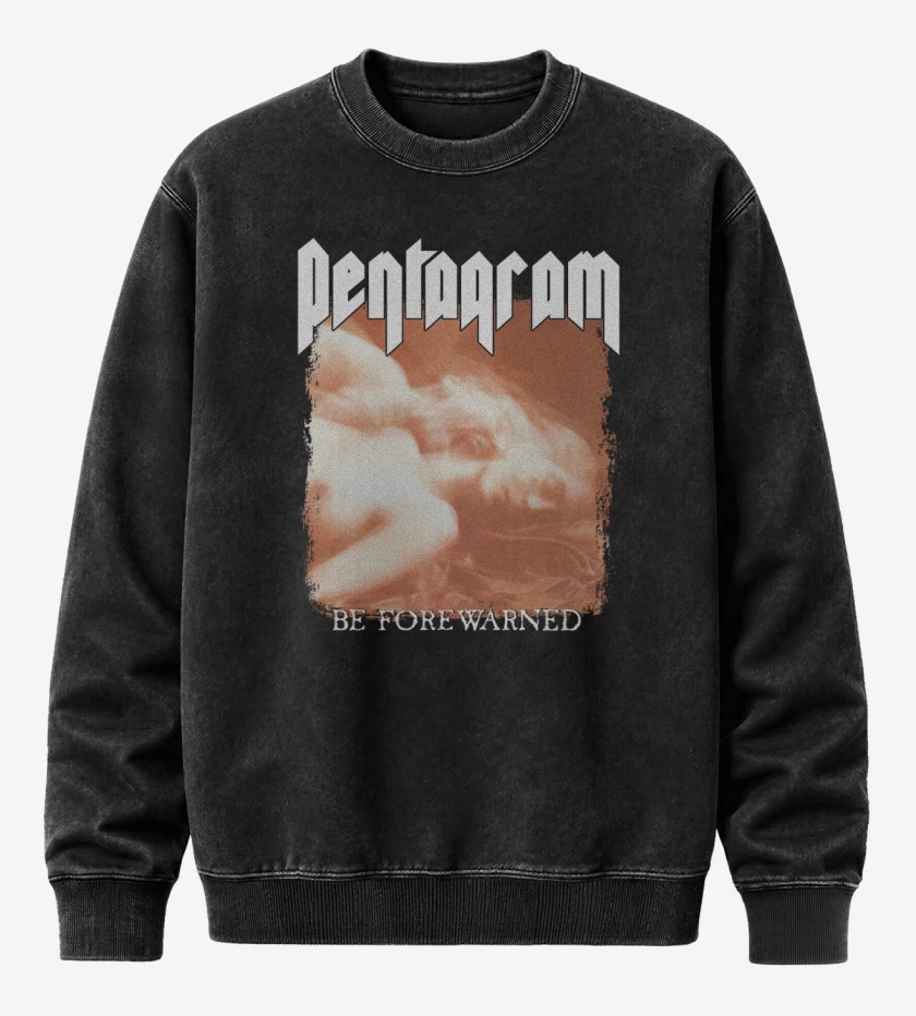 Poleron Polo Acid Wash Negro de Pentagram Be Forewarned