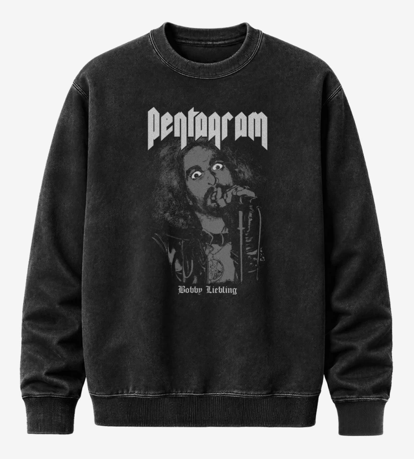 Poleron Polo Acid Wash Negro de Pentagram Bobby Liebling