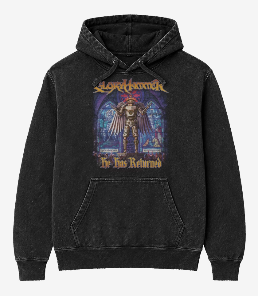 Poleron Canguro Acid Wash Negro de Gloryhammer He Has Returned