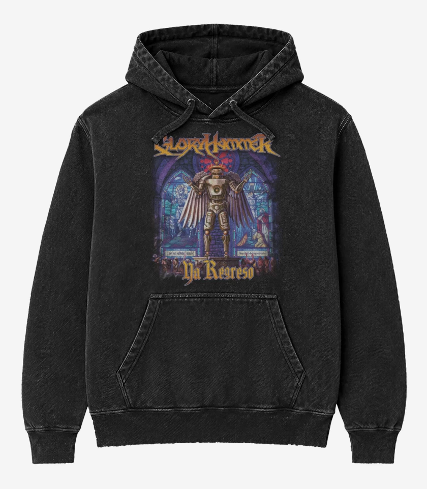 Poleron Canguro Acid Wash Negro de Gloryhammer Ya regresó