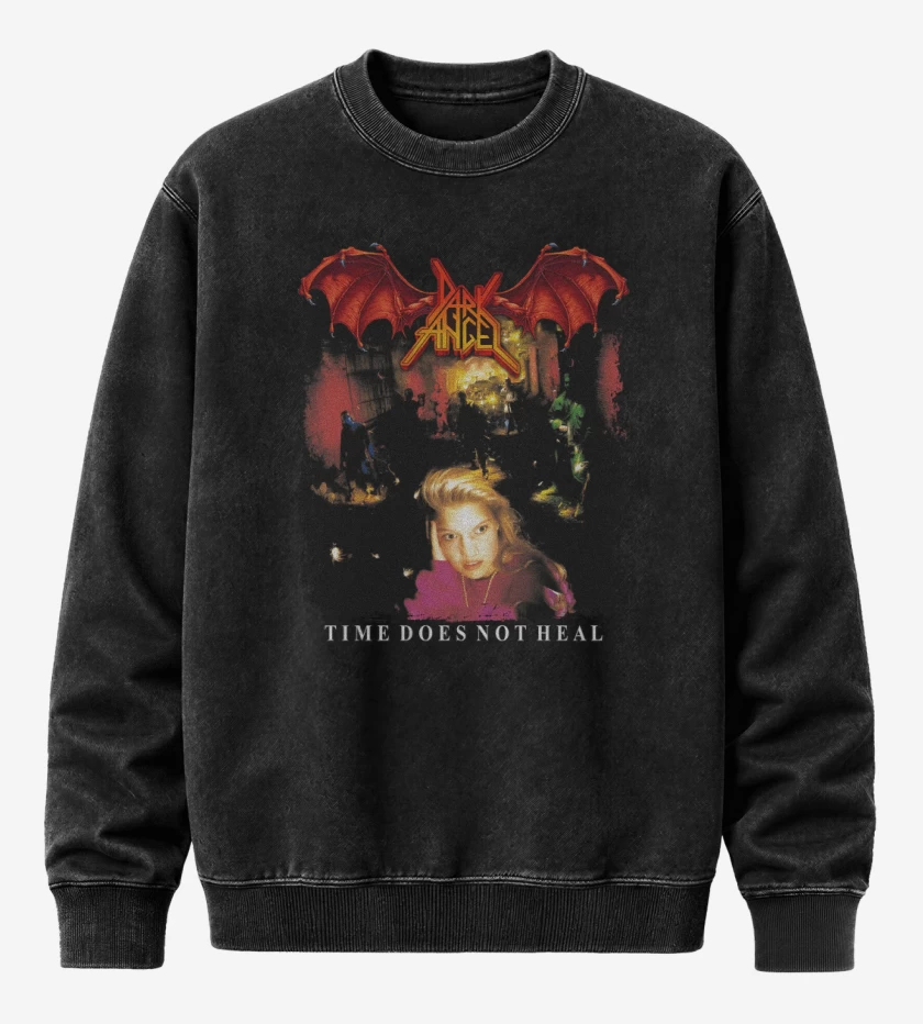 Poleron Polo Acid Wash Negro de Dark Angel Time Does Not Heal