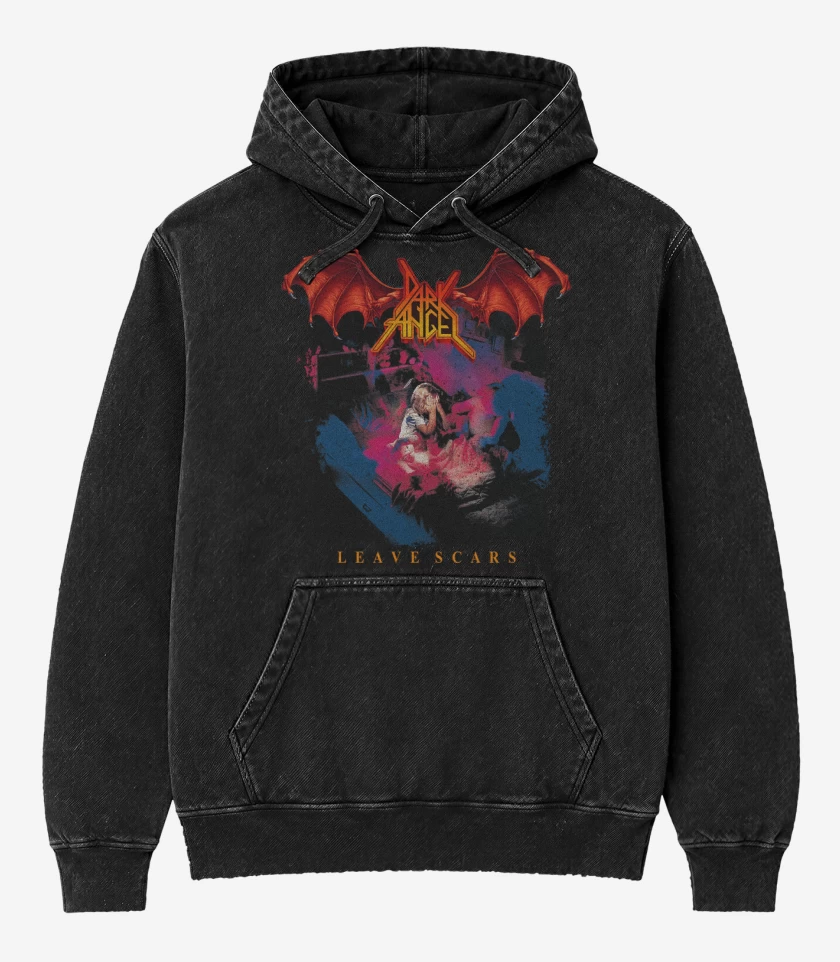 Poleron Canguro Acid Wash Negro de Dark Angel Leave Scars