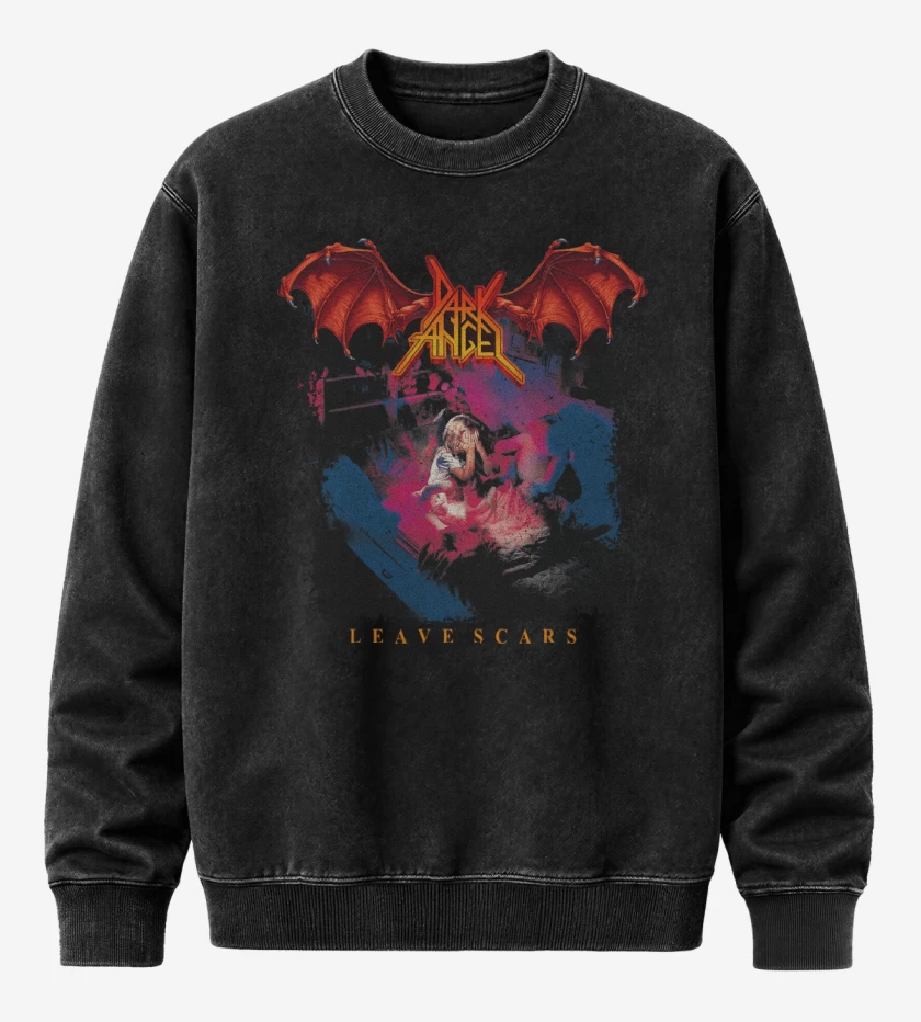 Poleron Polo Acid Wash Negro de Dark Angel Leave Scars