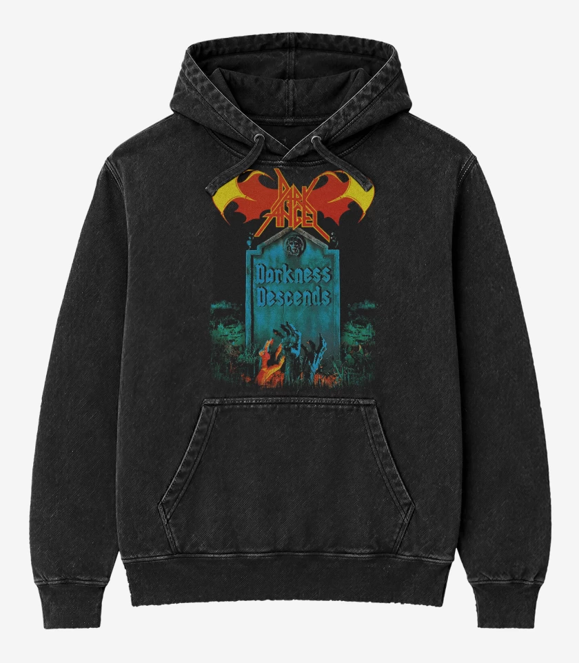 Poleron Canguro Acid Wash Negro de Dark Angel Darkness Descends