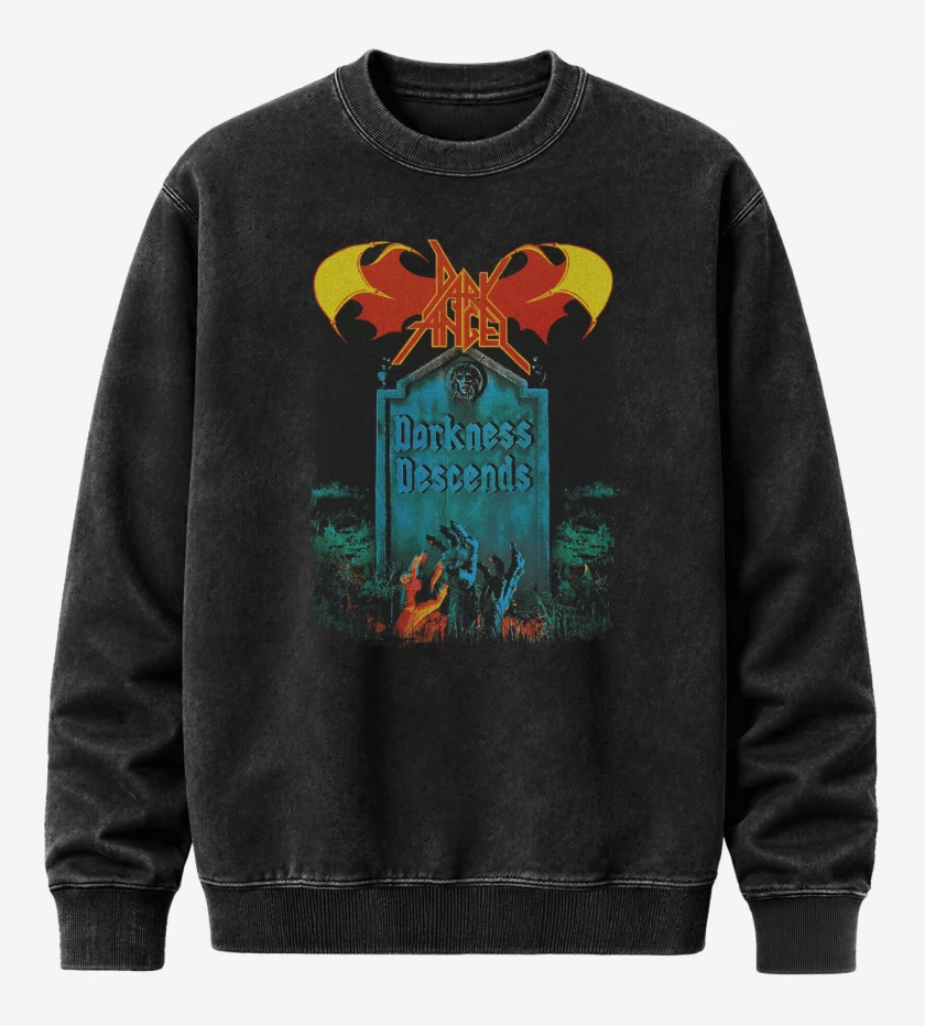 Poleron Polo Acid Wash Negro de Dark Angel Darkness Descends