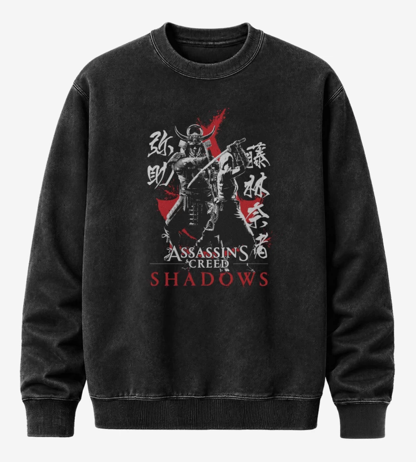 Poleron Polo Acid Wash Negro de Asassins Creed Shadows