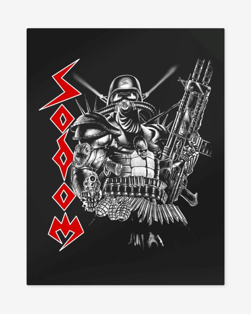 Print metalico Negro de Sodom Warrior