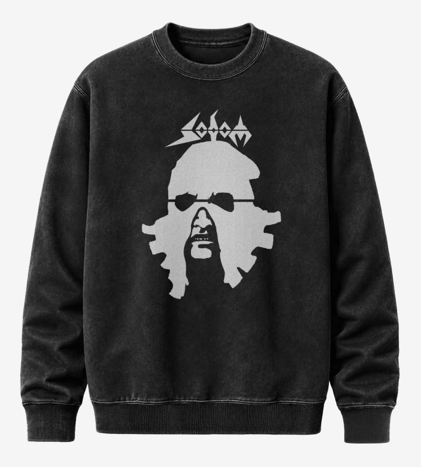Poleron Polo Acid Wash Negro de Sodom In the Sign