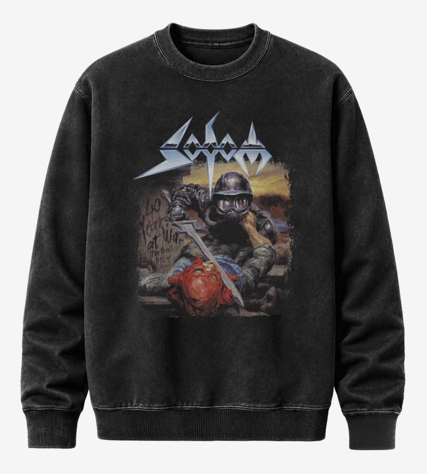Poleron Polo Acid Wash Negro de Sodom The Greatest Hell