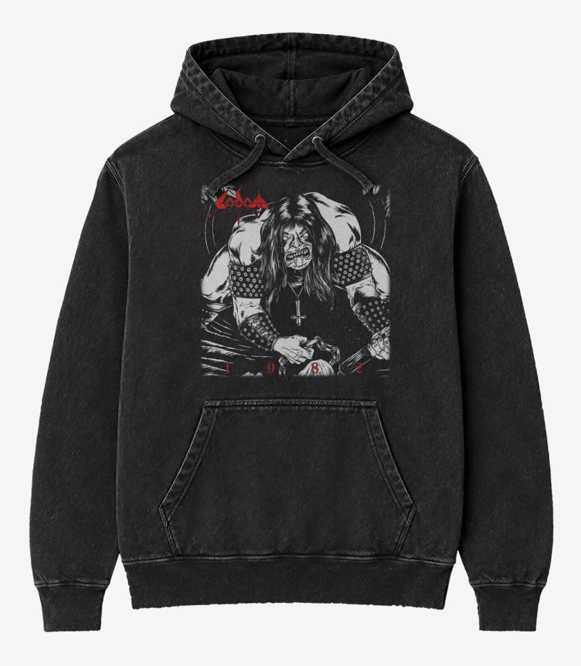 Poleron Canguro Acid Wash Negro de Sodom 1982