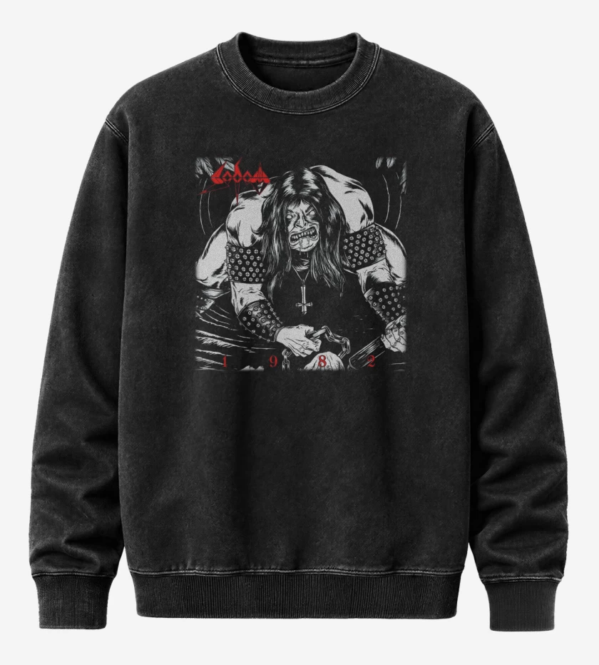 Poleron Polo Acid Wash Negro de Sodom 1982