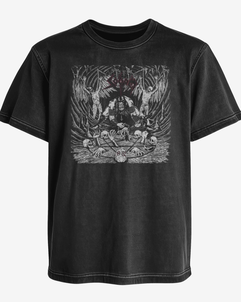 Polera desgastada Negro de Sodom 1982 v2