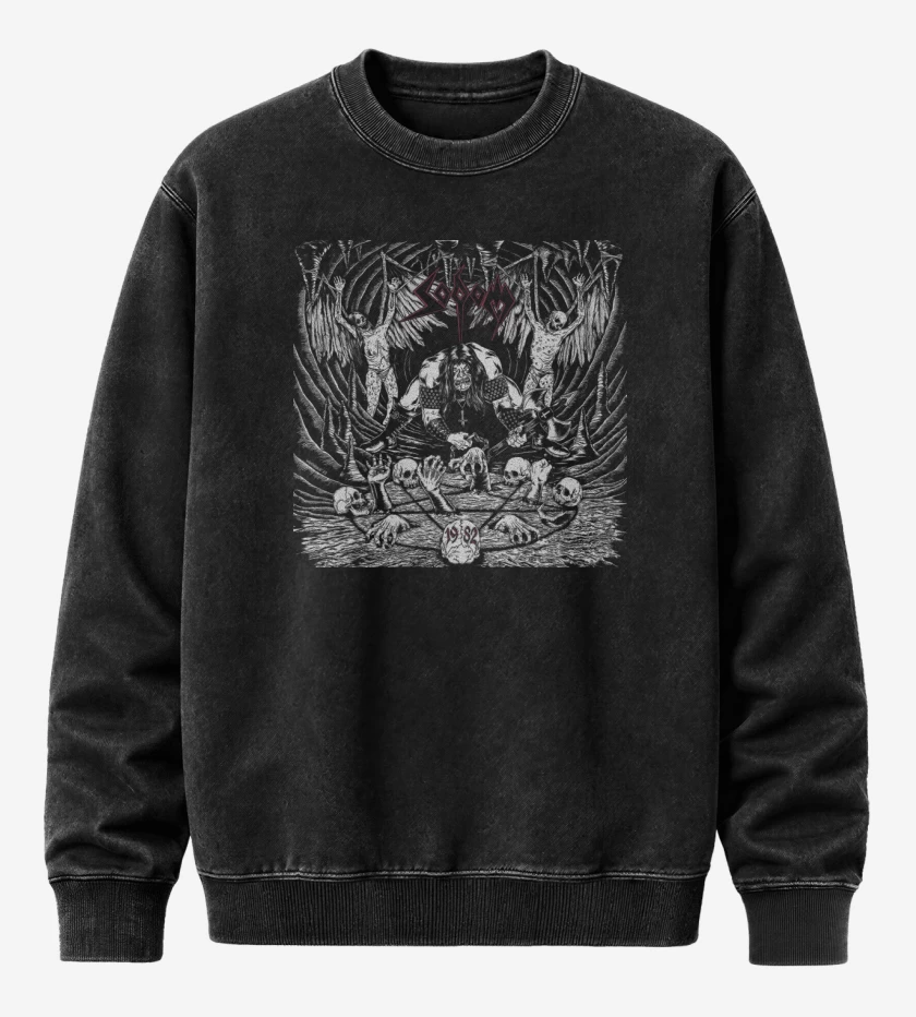 Poleron Polo Acid Wash Negro de Sodom 1982 v2
