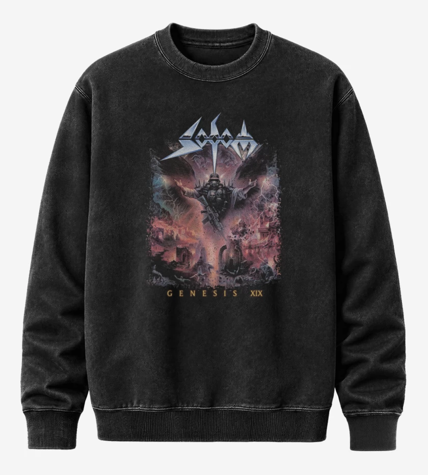 Poleron Polo Acid Wash Negro de Sodom Genesis XIX