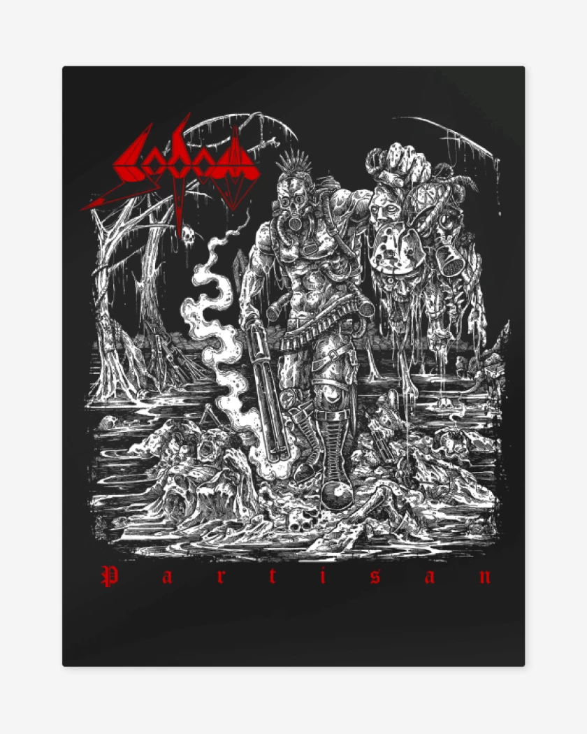 Print metalico Negro de Sodom Partisan