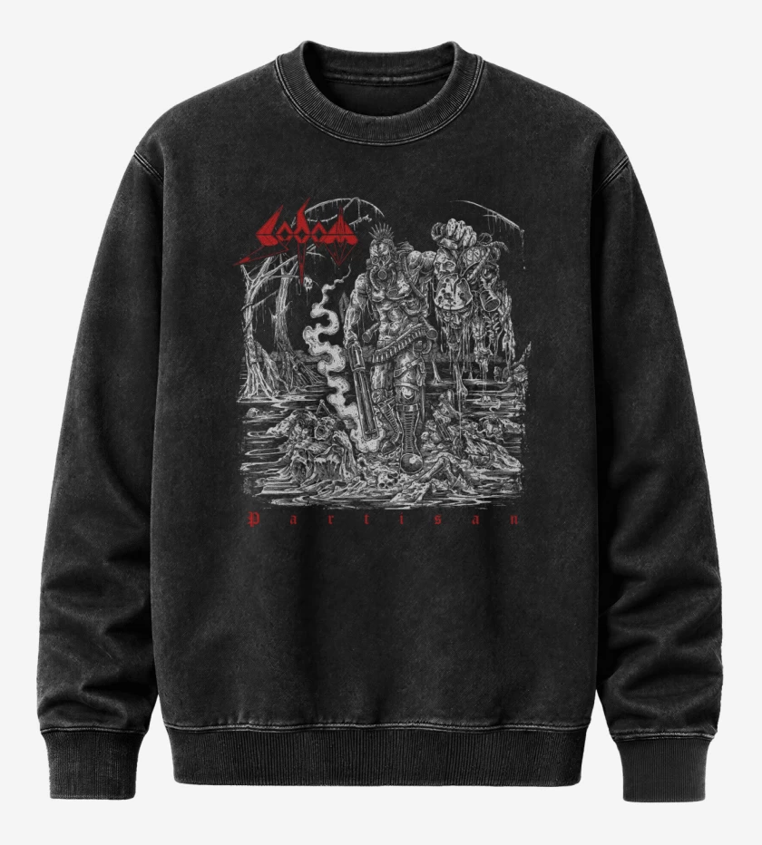Poleron Polo Acid Wash Negro de Sodom Partisan