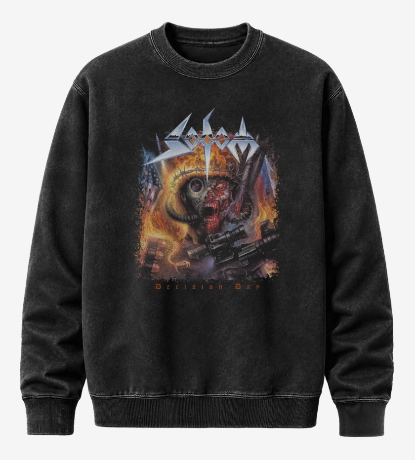 Poleron Polo Acid Wash Negro de Sodom Decision Day